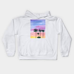 Colorful Sunset with Palm Trees Kids Hoodie